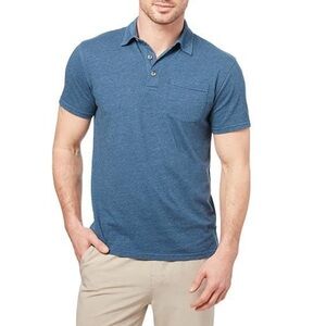 FAIR HARBOR Navy Polo Kismet Dark Blue Heather Cotton Pocket Size Large NWT